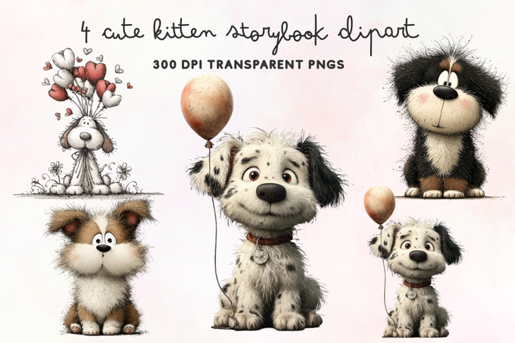 Cute Watercolor Dogs Clipart PNG