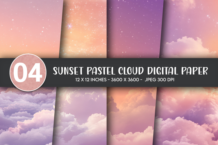 Sunset Pastel Cloud Digital Paper