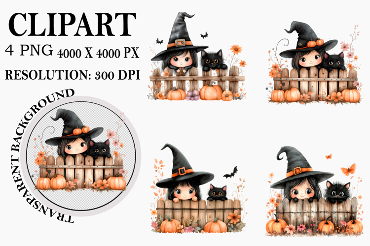 Whimsical Halloween Peeking Clipart PNG Watercolor PNG
