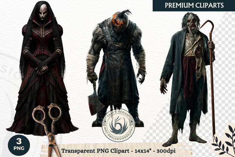 Dark Fantasy Halloween Horror Clipart PNG, Gothic Monster