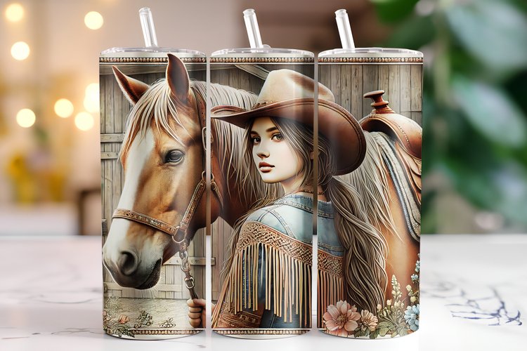 Horse & Girl Tumbler Wrap | Sublimation | Tumblers