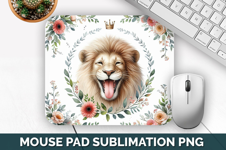 Lion Mouse Pad, Cute Animal Mouse Pad PNG, Animal Lover Gift example image 1