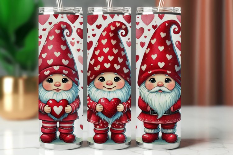 Valentine Tumbler Wrap 20 oz - gnome with heart love