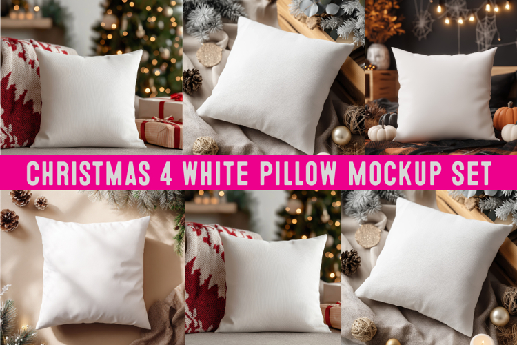 Christmas Pillow Mockup,White Pillow Mockup PNG,Mockup