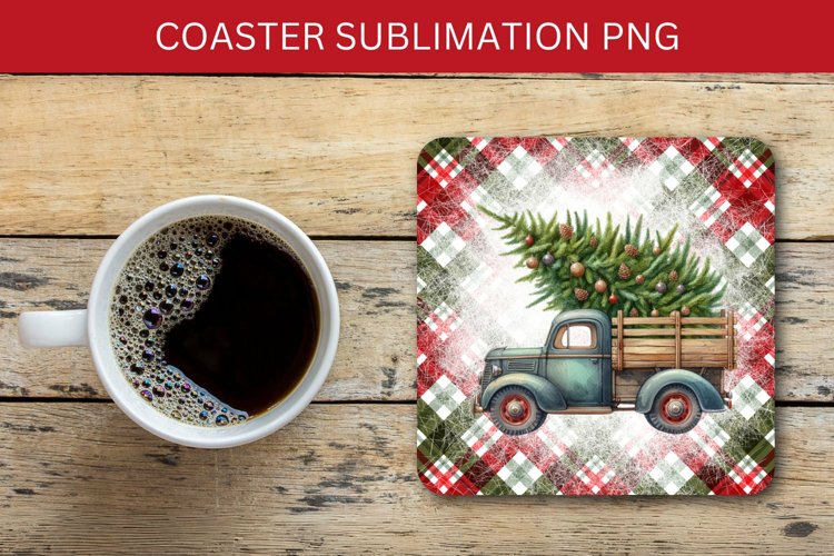 square coaster - christmas truck