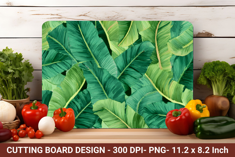 Watercolor Banana Leaves Cutting Board | Cutting Board Png