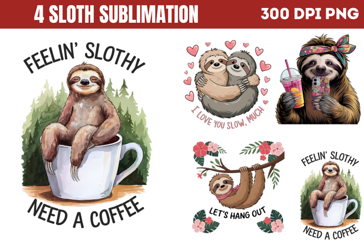 Sloth Sublimation PNG