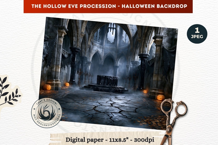 Gothic Halloween background - Hollow Eve Procession Backdrop