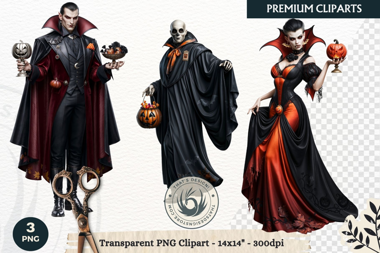 Hollow Eve Procession Halloween Clipart, Horror characters