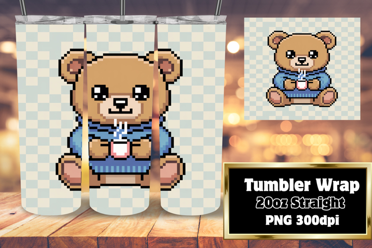 BEAUTY 20oz Tumbler Template for DIY , Cute Bear