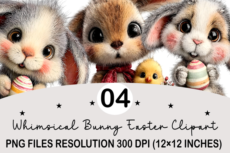Whimsical Bunny Easter Clipart, Watercolor Easter Bunny PNG
