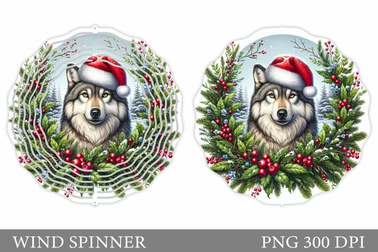 Christmas Wolf Wind Spinner. Christmas Wind Spinner Design