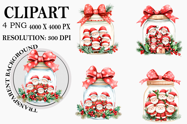 Christmas Cookies in Jar Clipart Watercolor PNG
