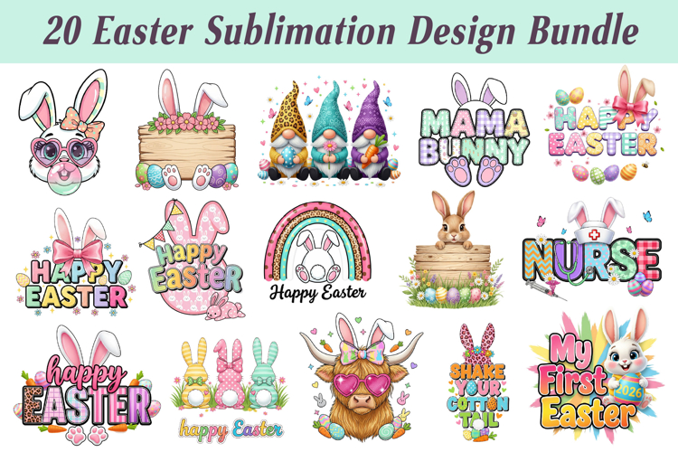 Easter Sublimation Design Bundle PNG