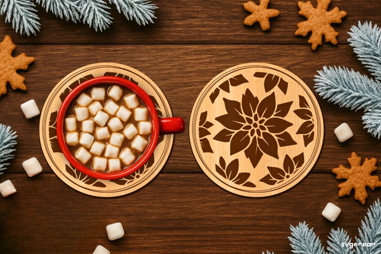 Winter Coffee Coaster Laser Cut | Drink Coaster | SVG