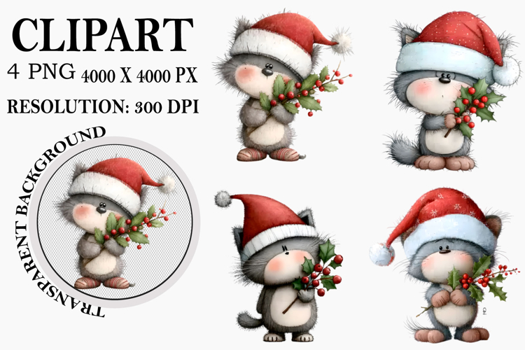 Christmas Cat Clipart Image 17