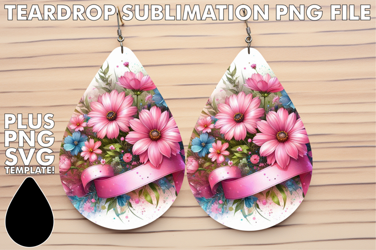 Playful Teardrop Earrings Magic PNG, Flowers