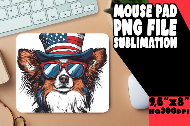 American Flag Dog Car Coaster Sublimation Mouse Pad