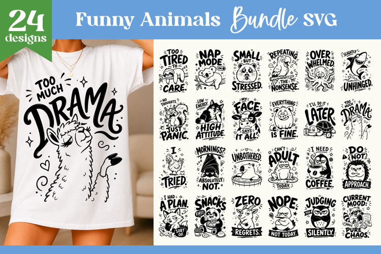 Funny Animals Bundle | Sarcastic SVG Quotes example image 1