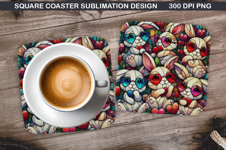 Bunny Coaster Sublimation, Christmas Coaster PNG Design