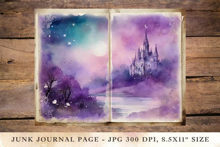 Printable Junk Journal Pages misty castle 1