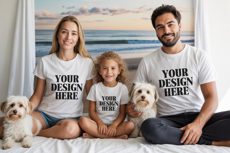 Bella Canvas 3001 Family Group Mockup | Matching T-Shirt Fla example image 1
