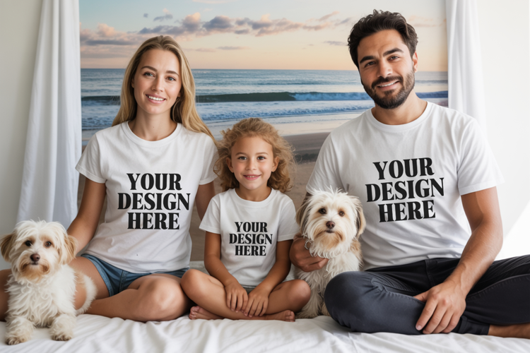 Bella Canvas 3001 Family Group Mockup | Matching T-Shirt Fla