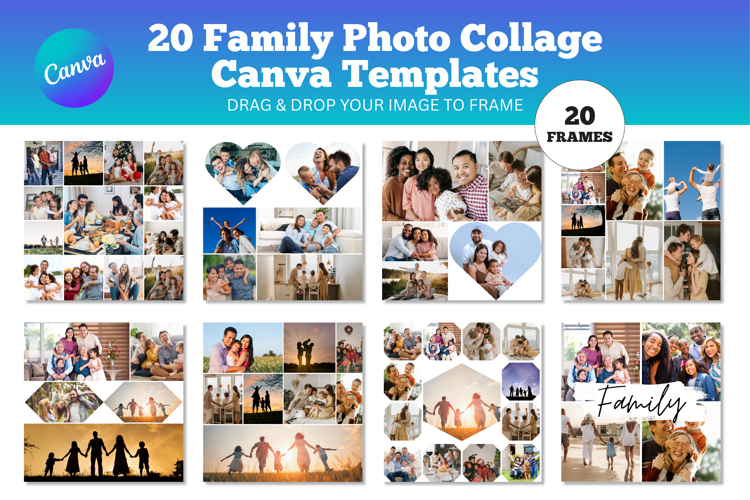 Family Photo Collage Canva Editable Template