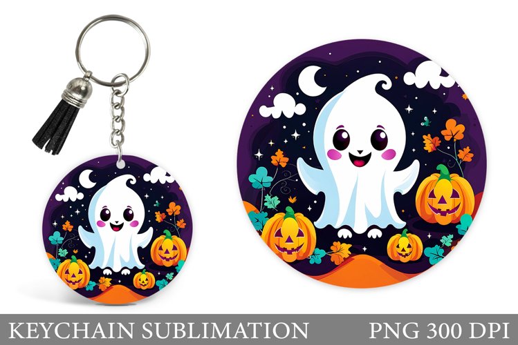 Cute Ghost Keychain Design. Cute Halloween Keychain