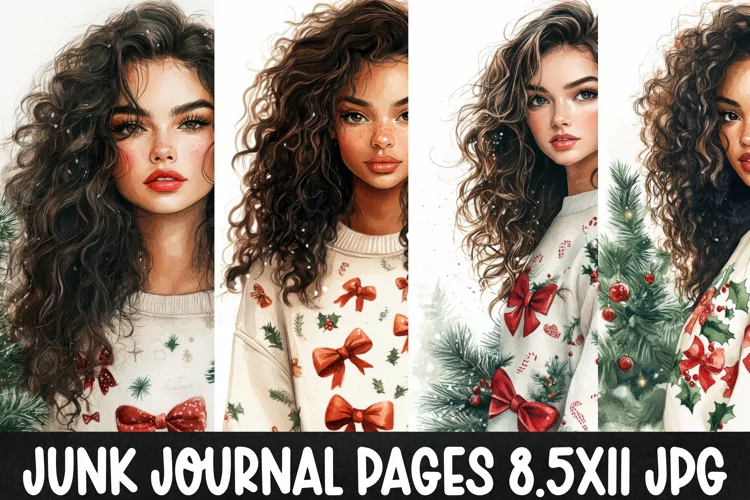 4 Christmas Digital Papers I Christmas Junk Journal Pages