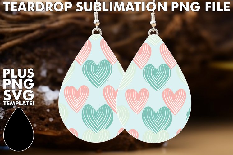 Whimsical Watercolor Hearts: Teardrop Earrings Sublimation