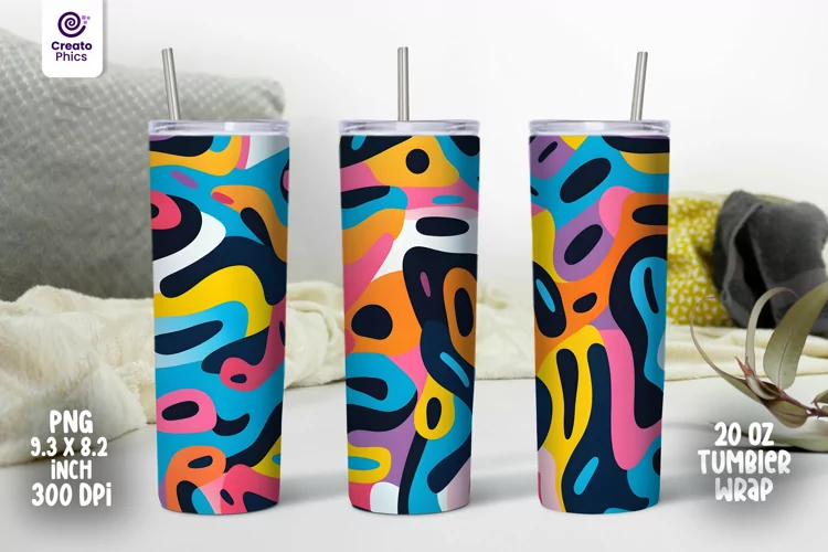 20 oz abstract tumbler wrap, colorful shapes sublimation