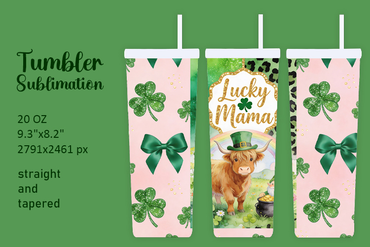 20OZ Lucky Mama Highland Cow Tumbler Wrap