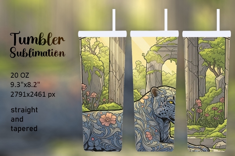 20 OZ Floral Ornamental Panther Tumbler Wrap
