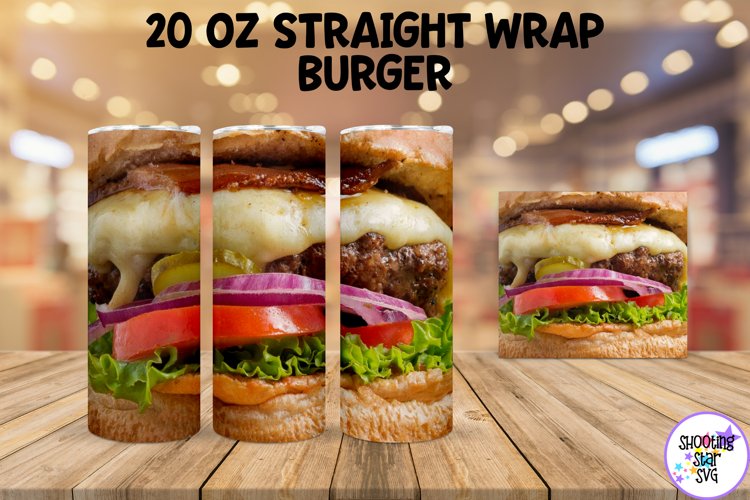 Burger Tumbler Wrap - Burger Lover Sublimation Design example image 1