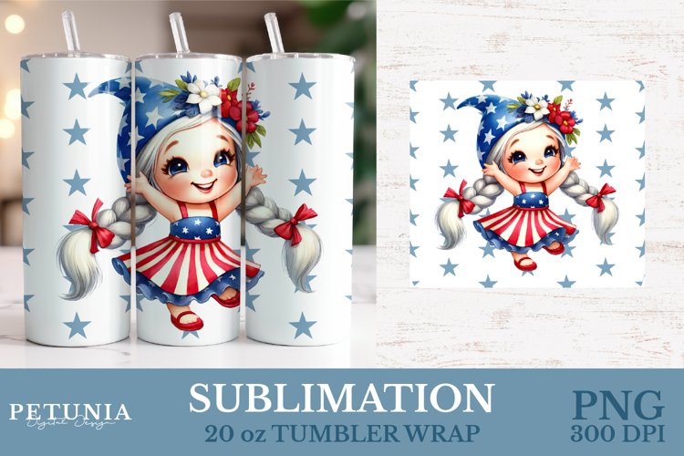 4th of July 20 oz Tumbler Wrap | Patriotic Tumbler Wrap