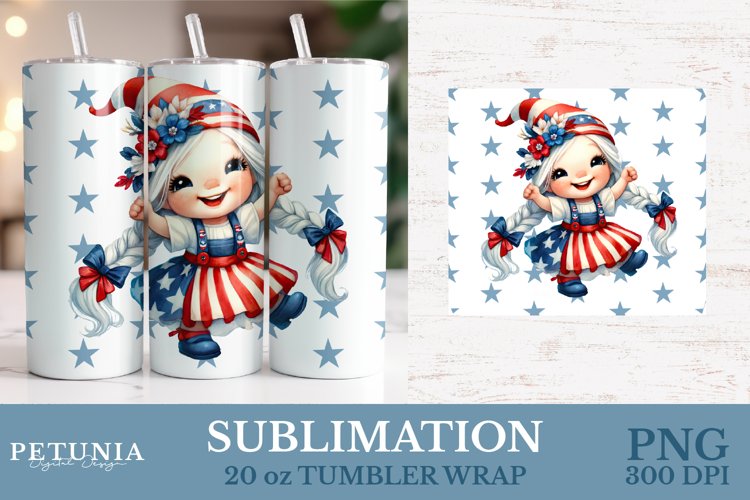 4th of July 20 oz Tumbler Wrap | Patriotic Tumbler Wrap