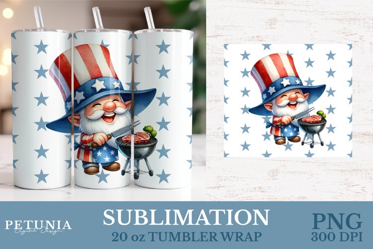 4th of July 20 oz Tumbler Wrap | Patriotic Tumbler Wrap