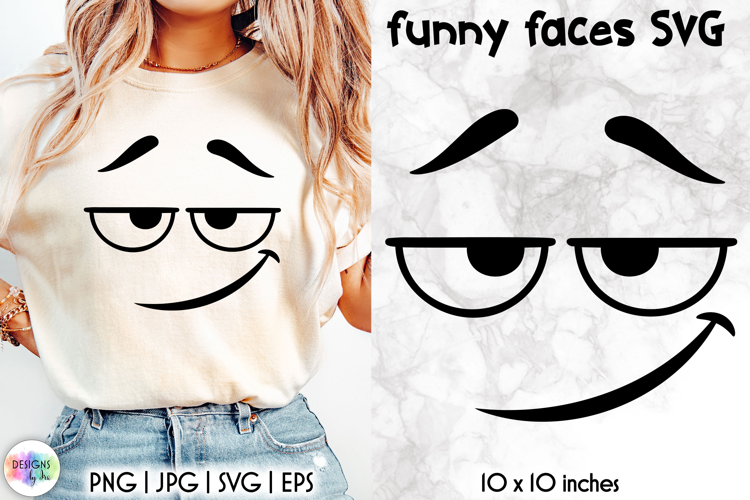 Funny Smiley Face SVG, Sarcastic Cartoon Face Expression PNG