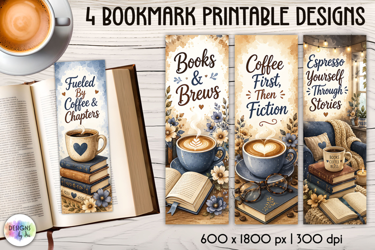 Coffee and Books Printable Bookmarks for Cozy Readers