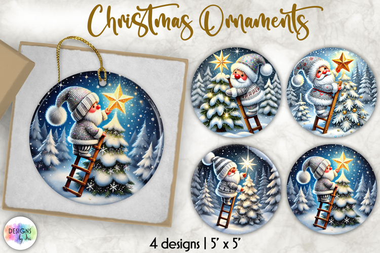 Christmas Ornament Sublimation, Cute Nordic Gnome Ornament