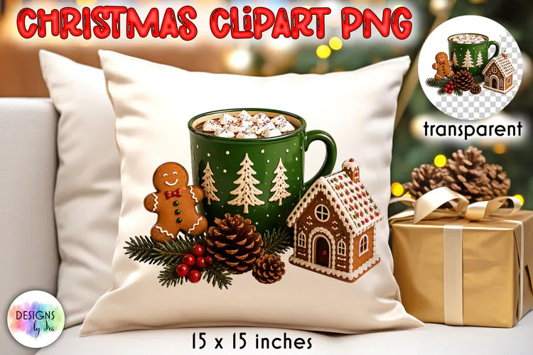 Gingerbread Christmas Cocoa and Cookies Clipart PNG