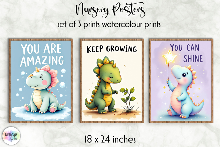 Dinosaur Affirmation Nursery Wall Art, Inspirational Prints