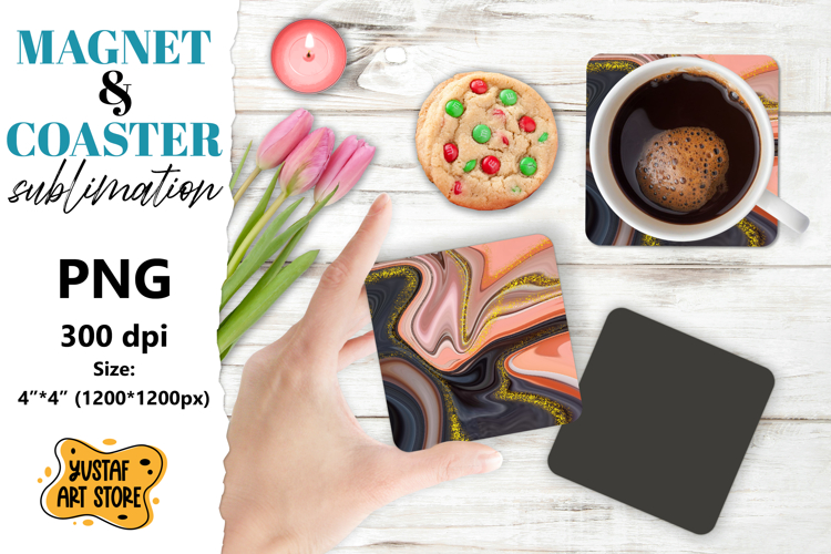 Abstract paint magnet/coaster sublimation. Fluid art