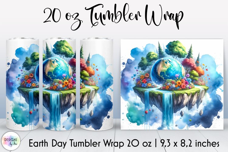 Planet Earth with Flowers Tumbler Wrap, Planet Earth Tumbler