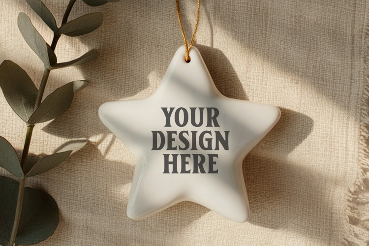 Christmas Star Ceramic Ornament Mockup | Holiday Star Tree