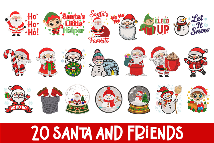 20 Santa and friends Embroidery Designs
