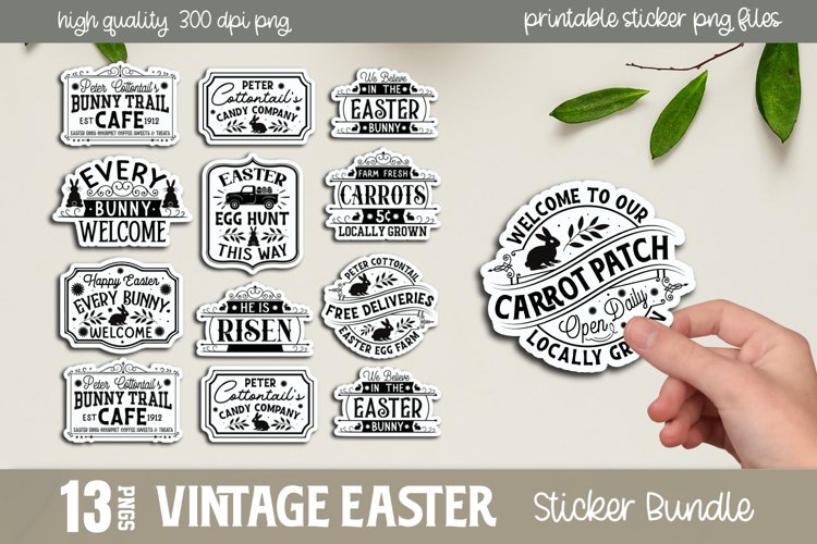 Vintage Easter Sticker Bundle, Retro Easter Sticker example image 1