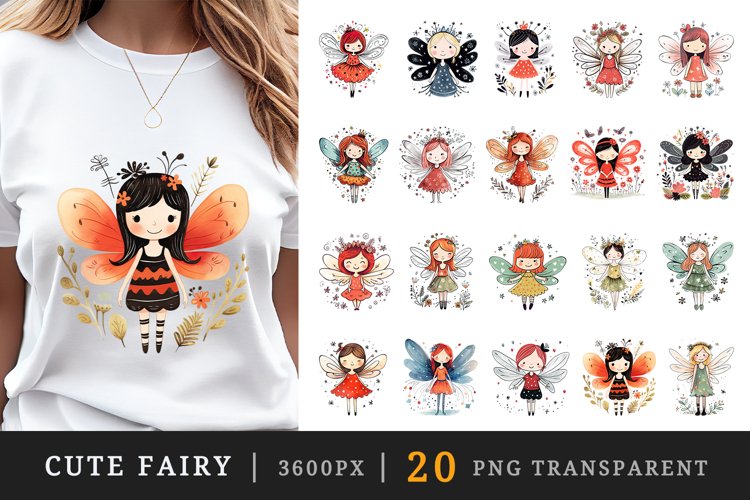 Cute Fairy sublimation printable designs clipart bundle png