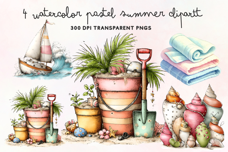 Watercolor Beach Clipart Image 9